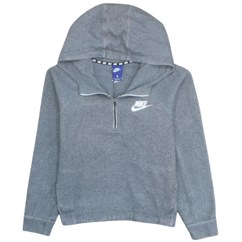 Nike Men’s Grey 1/2 Zip Hooded Sweatshirt M Fleece Logo