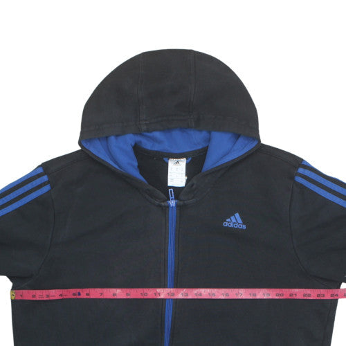 Adidas Men's Black XL Full Zip Hoodie with Blue Logo Detail