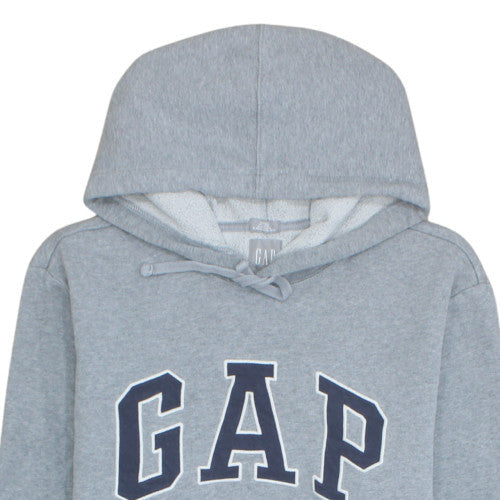 GAP Men’s Grey Pullover Hoodie Large Logo Fleece Sweatshirt