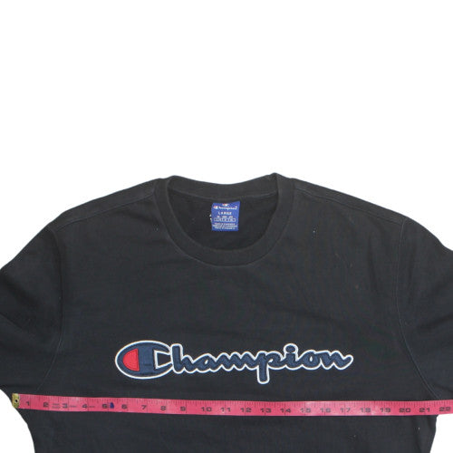 Champion Mens Black Logo Pullover Sweatshirt Size L Regular Fit
