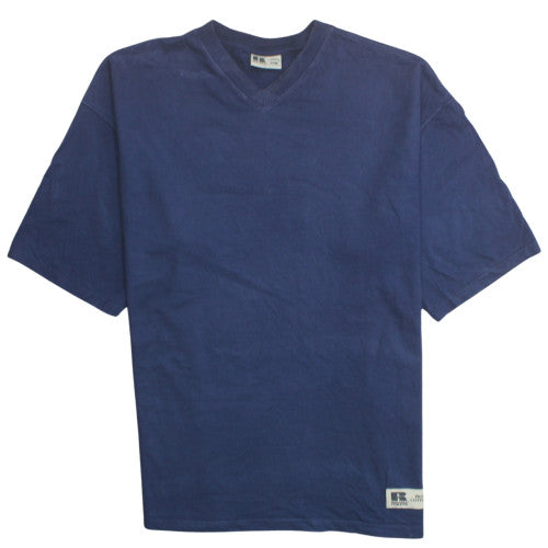 Russell Athletic Mens Blue XL V-Neck Cotton T-Shirt
