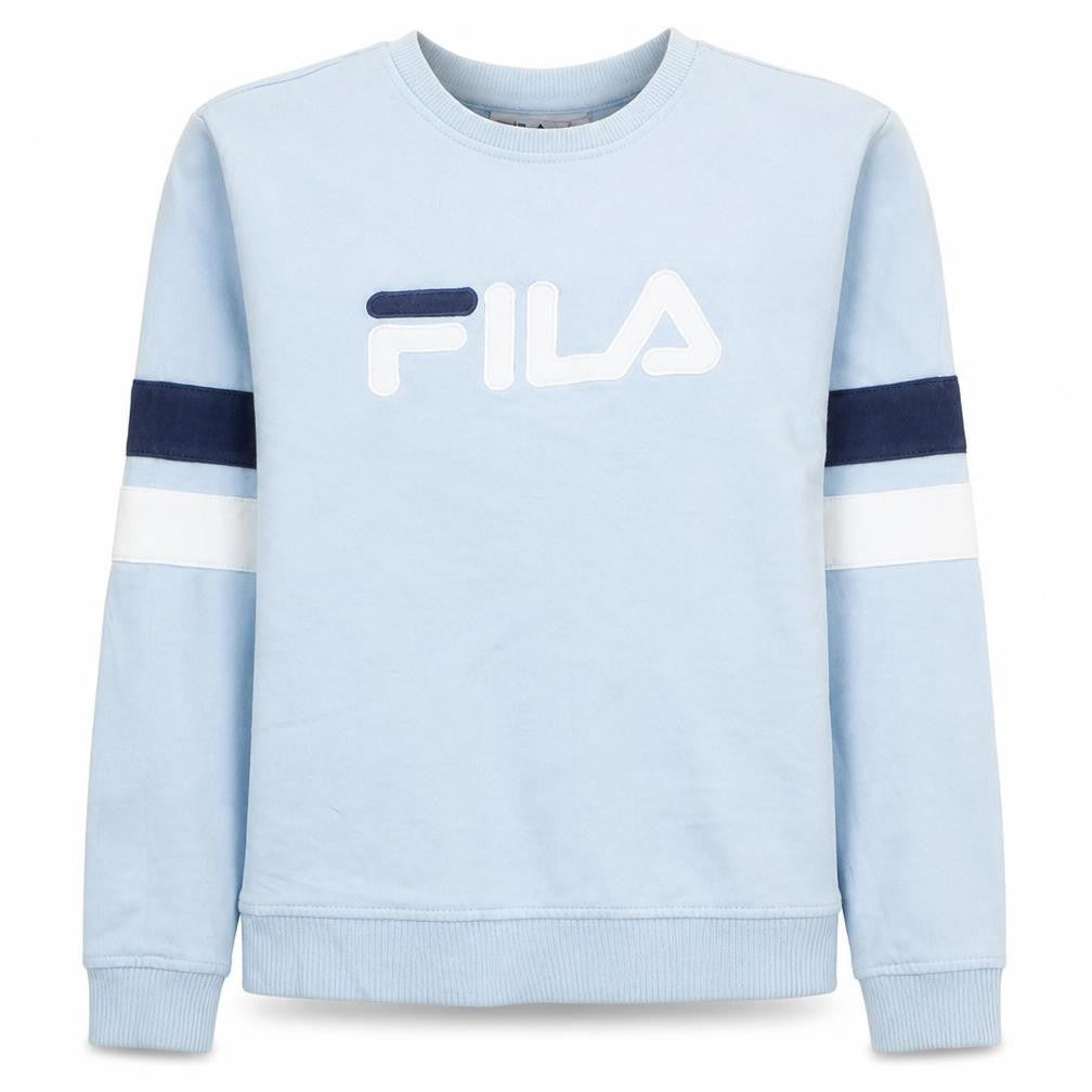 Fila Womens Light Blue Pullover Sweatshirt Size S Crew Neck Cotton Blend