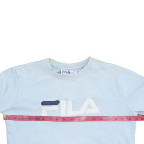 Fila Womens Light Blue Pullover Sweatshirt Size S Crew Neck Cotton Blend