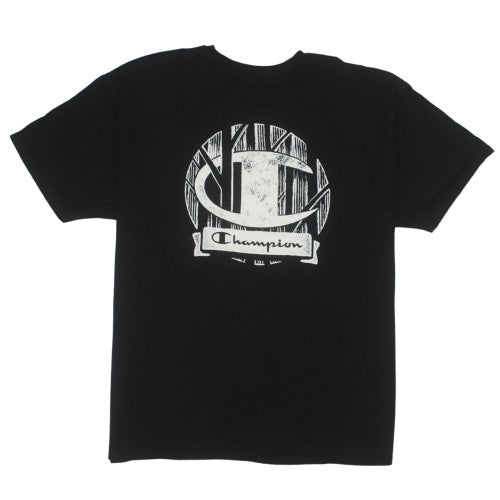 Champion Men's Black 2XL Crew Neck Graphic Print T-Shirt