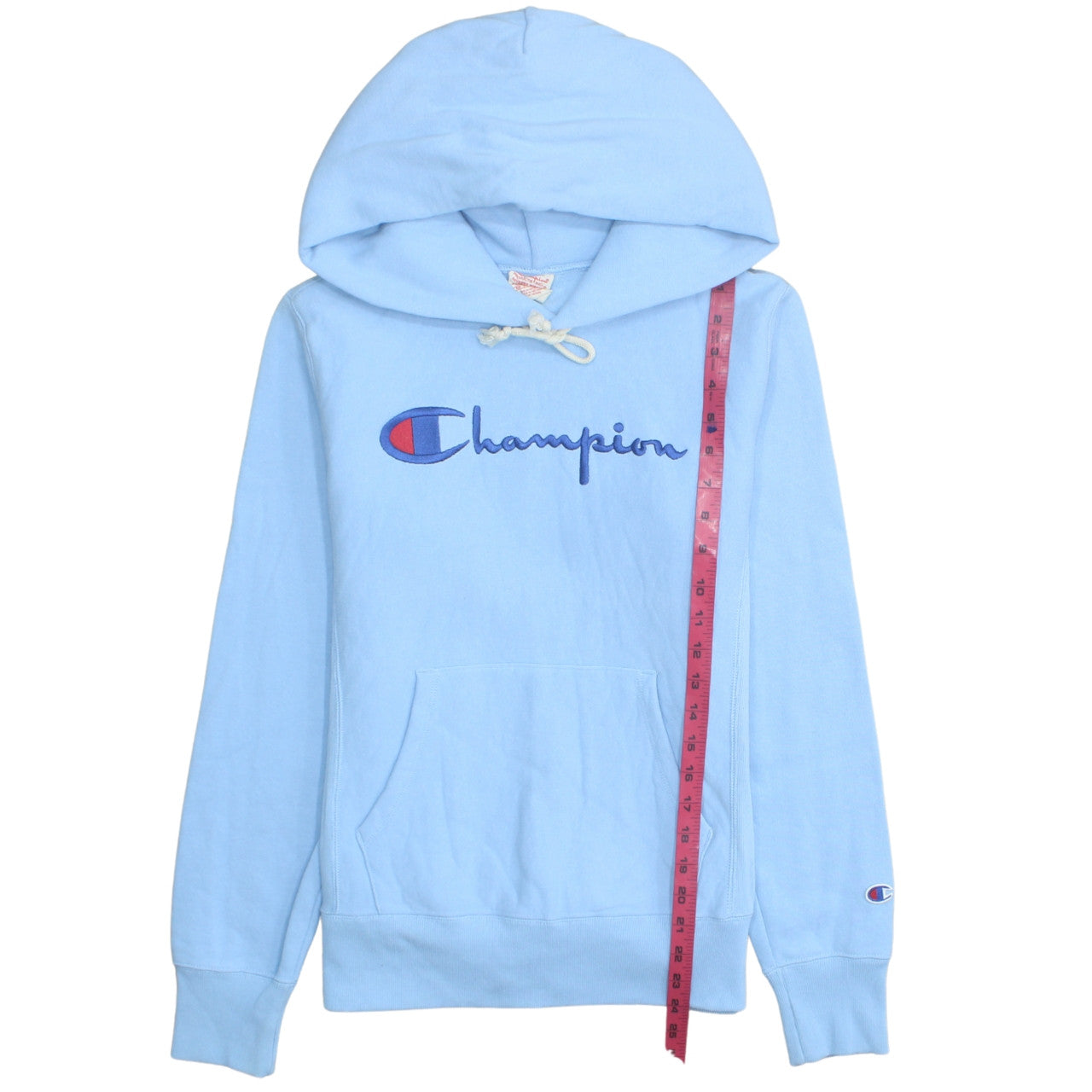 Champion Men's Blue Pullover Hoodie Medium Embroidered Logo Fleece