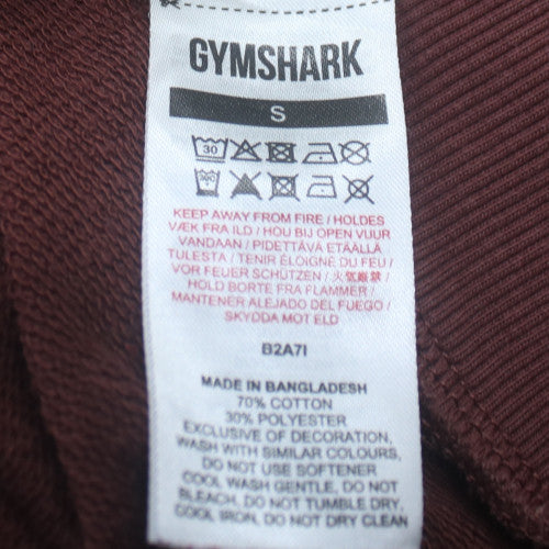 Gymshark Women's Brown Full Zip Hoodie S Cotton Blend