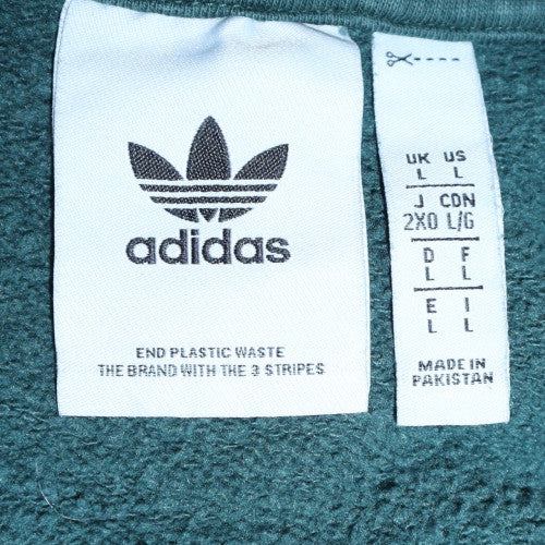 Adidas Men's Green Pullover Hoodie L Logo Fleece Sweatshirt