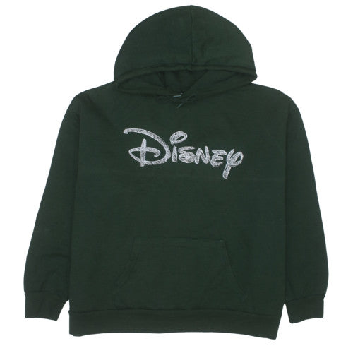 Disney Women’s Green Pullover Hoodie 2XL Embroidered Logo Casual Sweatshirt