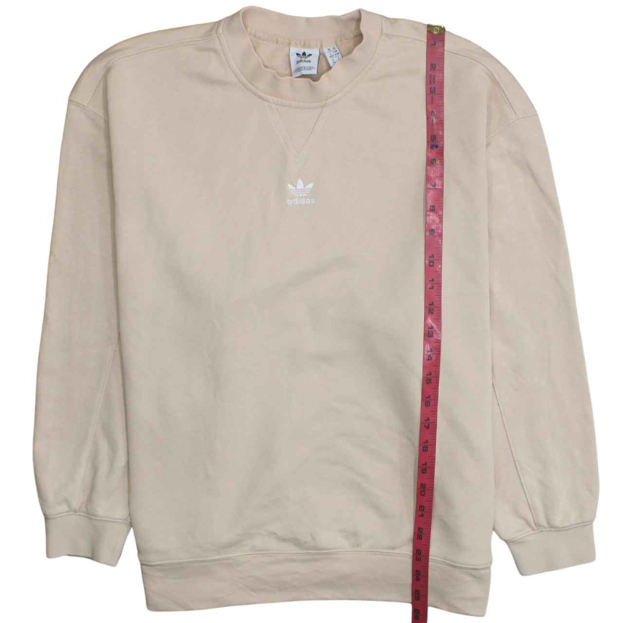 Adidas Women Beige Crew Neck Pullover Sweatshirt UK 14
