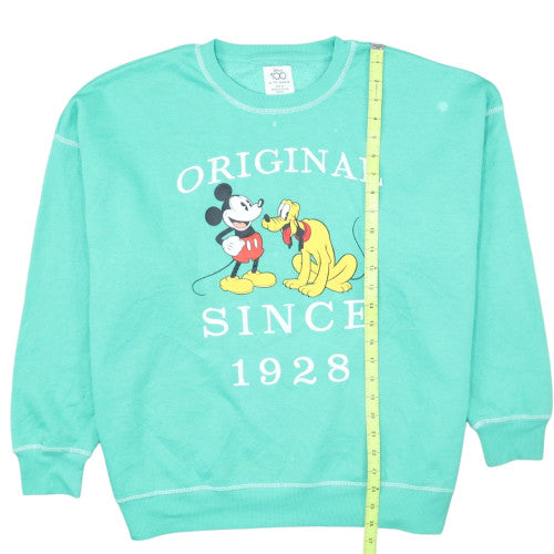 Primark Disney Women's Green Mickey & Pluto Crew Neck Sweatshirt Size M 12/14