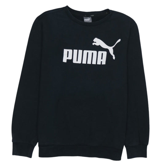 Puma Men’s Black Crew Neck Sweatshirt M Regular Fit Logo Pullover