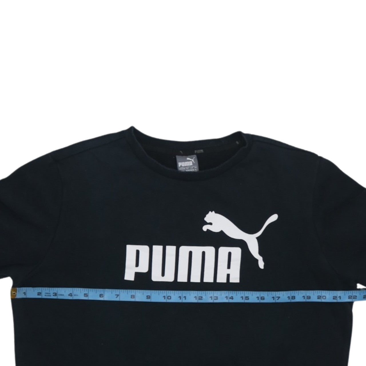 Puma Men’s Black Crew Neck Sweatshirt M Regular Fit Logo Pullover