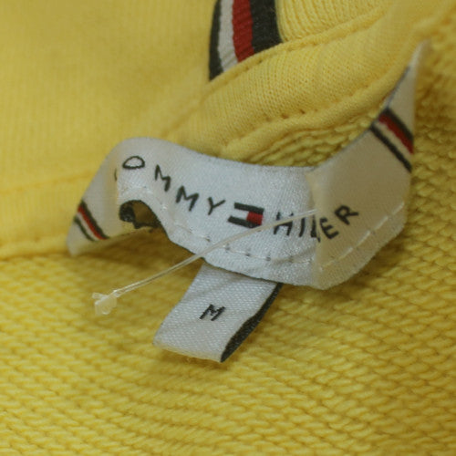 Tommy Hilfiger Womens Yellow Pullover Hoodie M Cotton Logo Casual