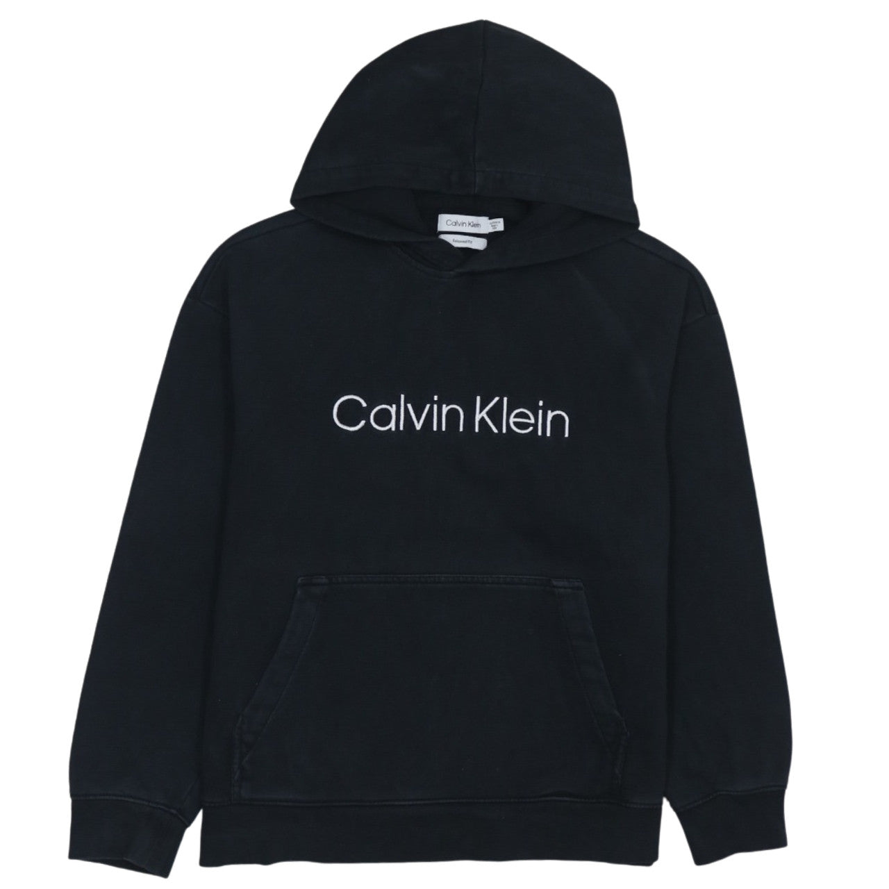 Calvin Klein Womens Black Relaxed Fit Cotton Pullover Hoodie XS