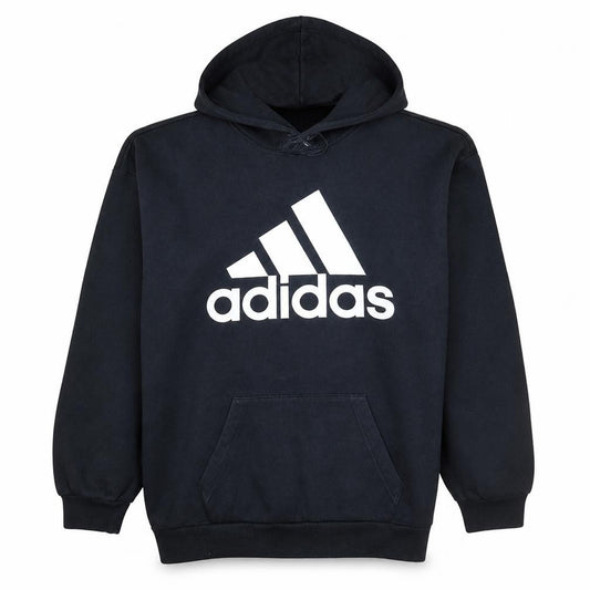 Adidas Womens Black Pullover Hoodie L Logo Graphic Cotton Blend