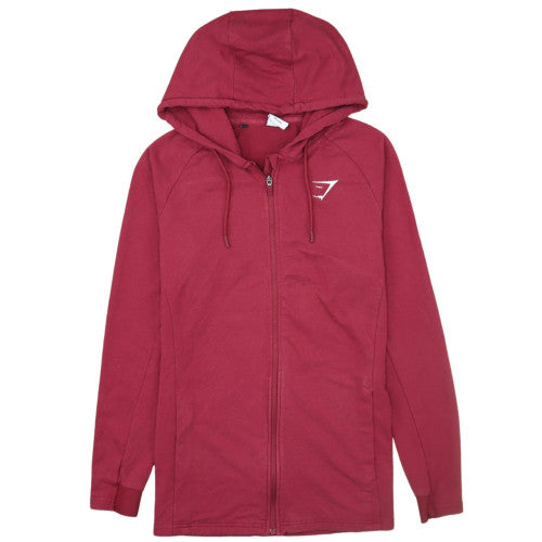 Gymshark Men's Red Full Zip Hoodie Size M Slim Fit Gym Wear