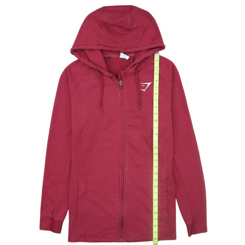 Gymshark Men's Red Full Zip Hoodie Size M Slim Fit Gym Wear