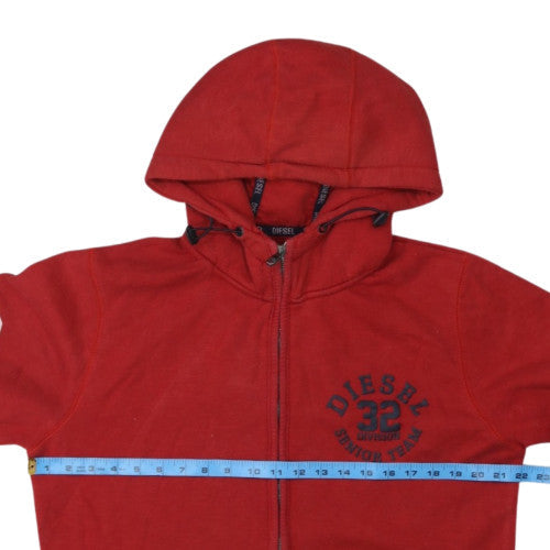 Diesel Men's Red Full Zip Hoodie XL Sports Graphic Sweatshirt