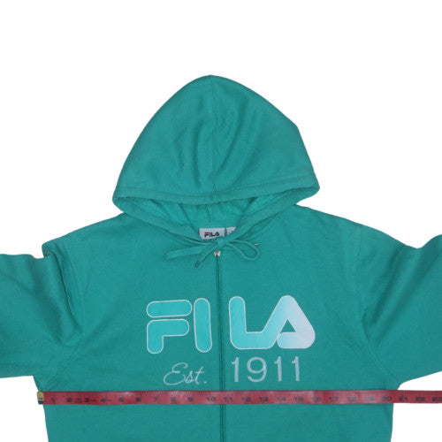 Fila Women's Green Full Zip Hoodie XL Polyester Cotton Blend