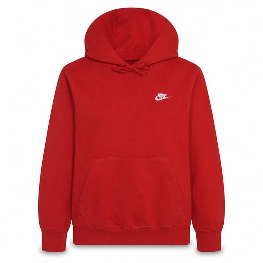 Nike Womens Red Pullover Hoodie Small Fleece Lined Casual Sweatshirt