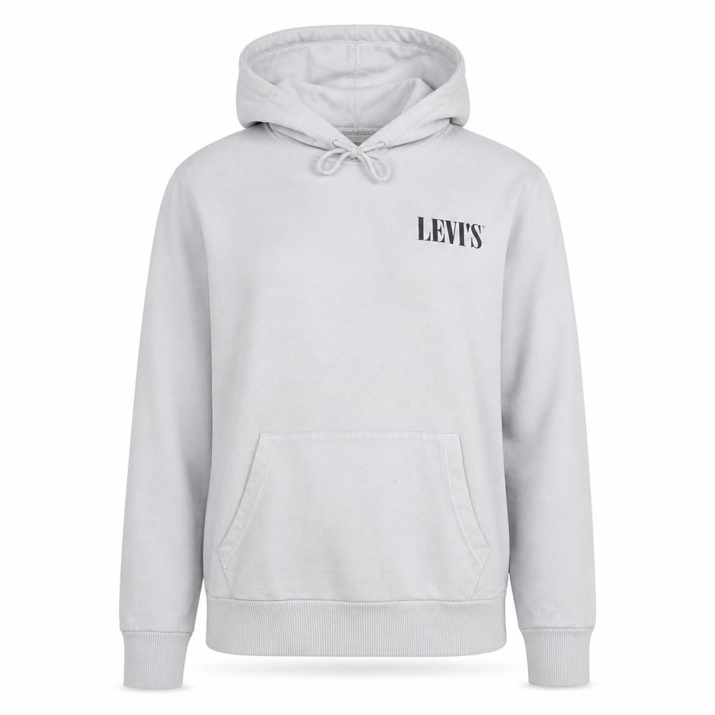 Levi's Womens White Small Pullover Hoodie Cotton Logo Print