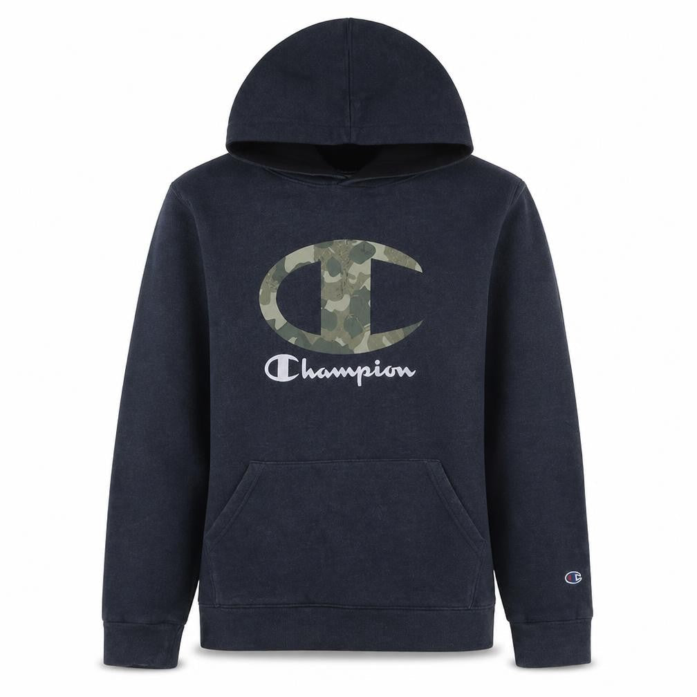 Champion Men's Black Pullover Hoodie S Camouflage Logo Fleece
