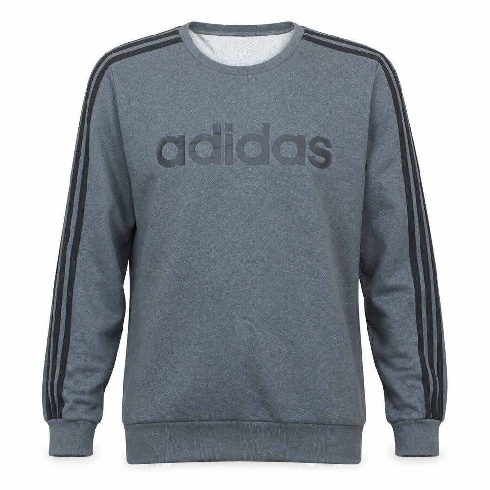 Adidas Mens Grey Logo Crew Neck Sweatshirt Size L Pullover