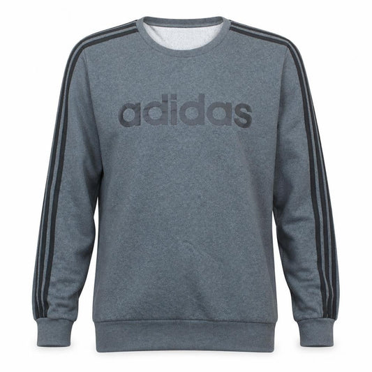 Adidas Mens Grey Logo Crew Neck Sweatshirt Size L Pullover