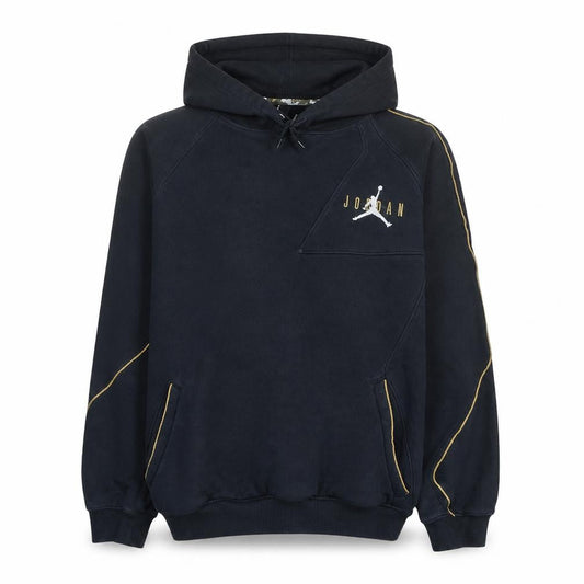 Front view of Jordan Men's Black Pullover Hoodie L Cotton Blend Athletic Style
