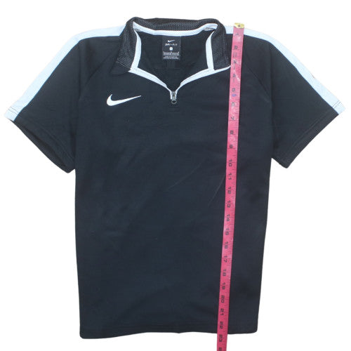 Nike Boys Black Dri-Fit 1/4 Zip Short Sleeve Sports Top Size 12-13 Years