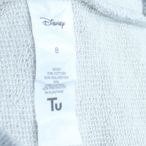 Disney Womens Grey Pullover Sweatshirt Size 8 Tu Cotton Blend Crew Neck