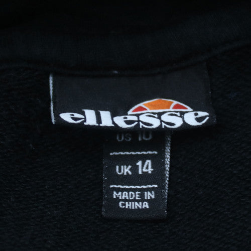 Ellesse Women's Black Pullover Hoodie UK 14 Cotton Blend Sweatshirt