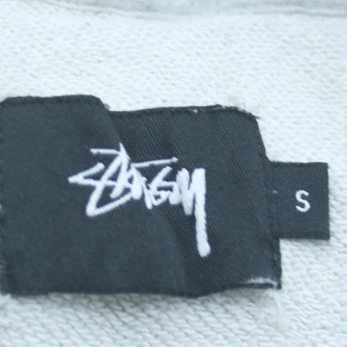 Stussy Mens Grey Pullover Hoodie Small Graphic Print Streetwear