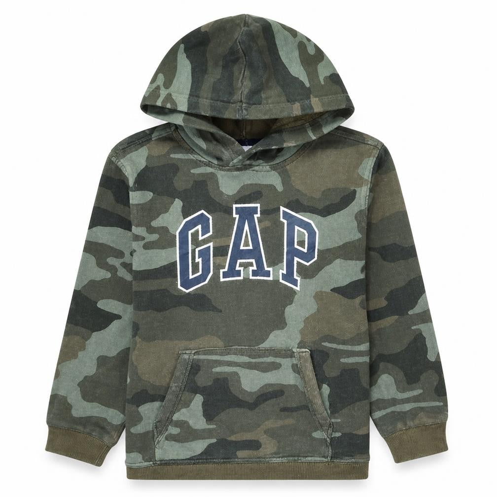 Gap Boys Green Camouflage Pullover Hoodie Size 10 L Cotton Blend