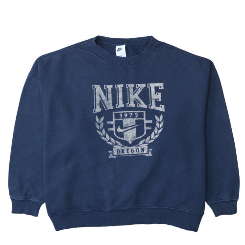 Nike Womens Navy Blue Crew Neck Pullover Sweatshirt Size S