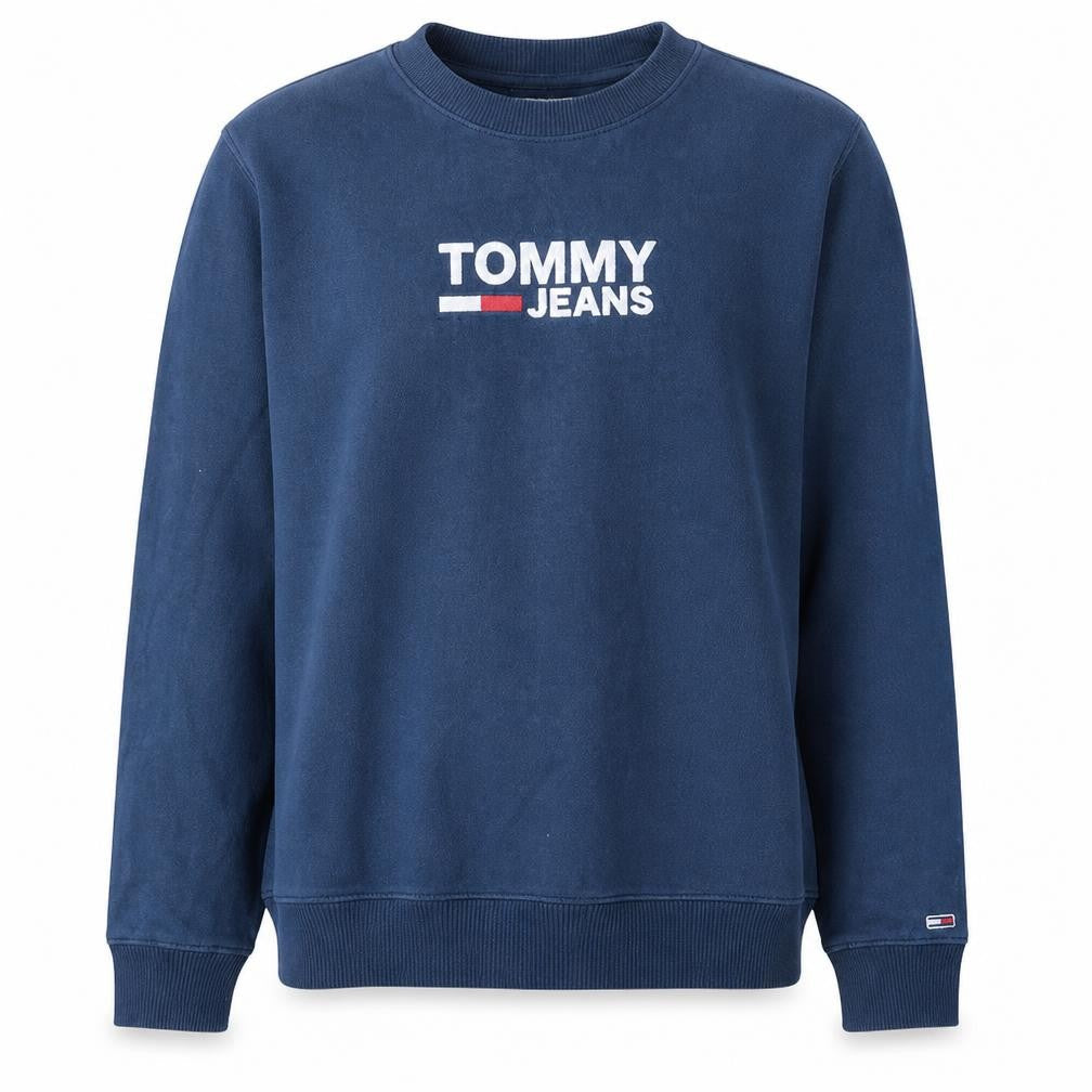 Tommy Jeans Men's Blue XL Pullover Sweatshirt Crew Neck Logo