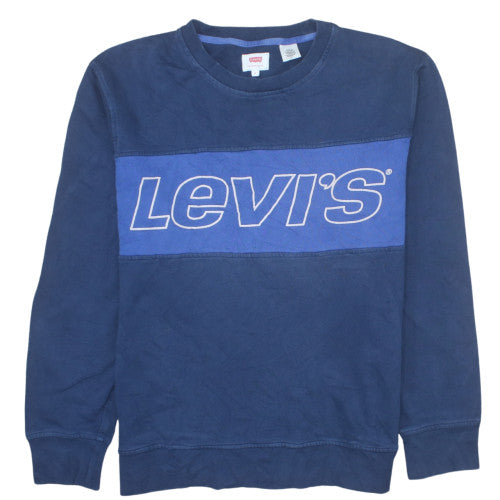 Levi's Men's Blue Crew Neck Logo Pullover Sweatshirt M