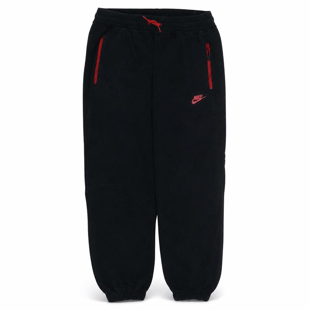 Nike Boys Black Jogger Sweatpants L Cotton Blend Red Zip Detail