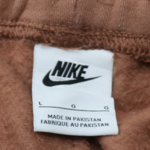 Nike Womens Brown Fleece Sweatpants L Elastic Waist Logo Joggers