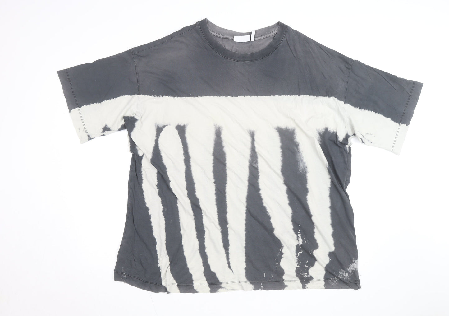 Weekday Womens Grey Tie-Dye Cotton Relaxed Fit T-Shirt XS