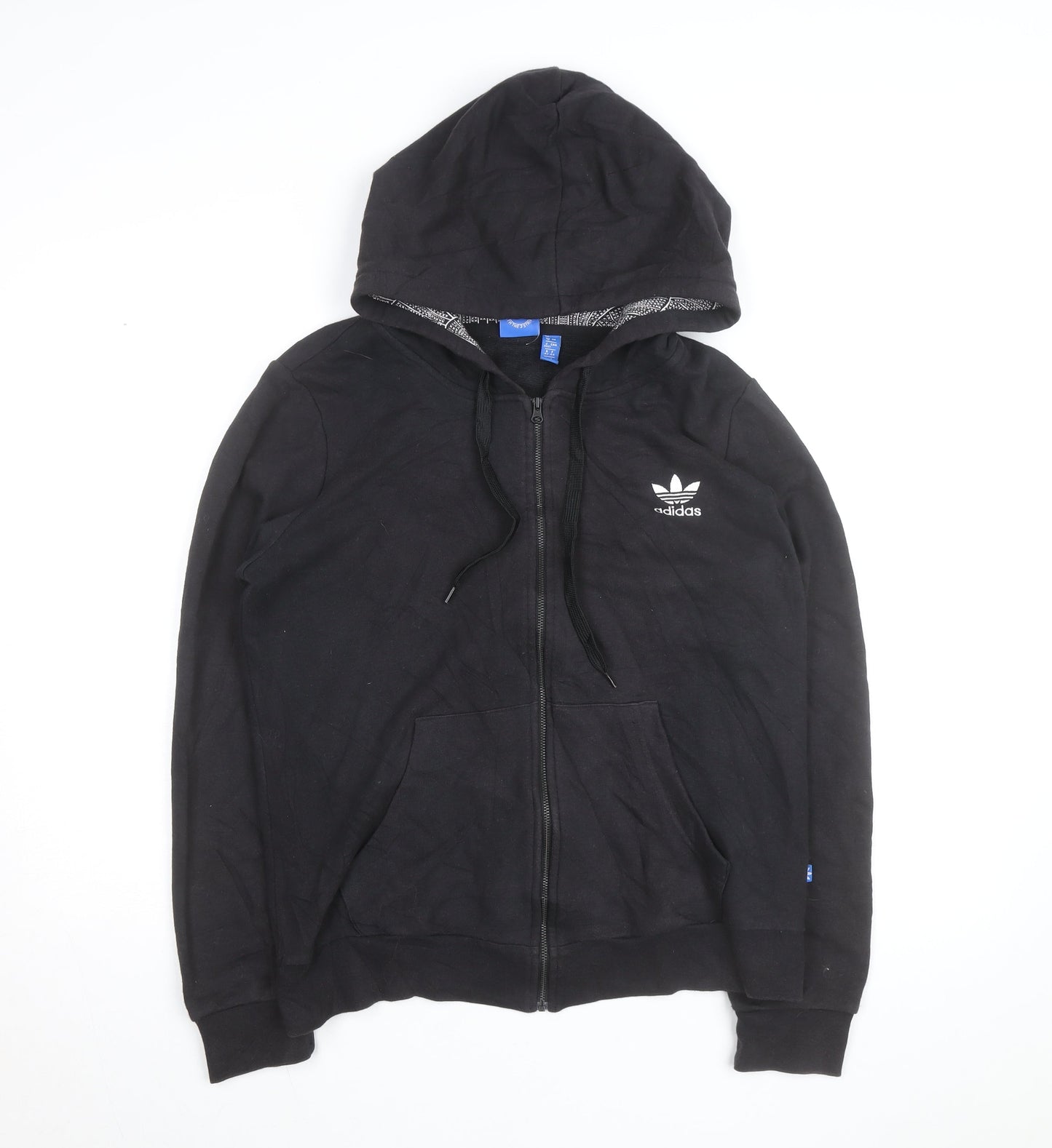 Adidas Men's Black XL Full Zip Hoodie with Logo and Pockets