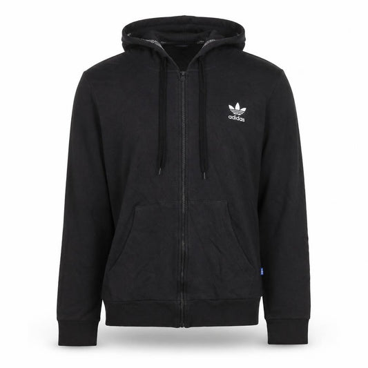 Adidas Men's Black XL Full Zip Hoodie with Logo and Pockets