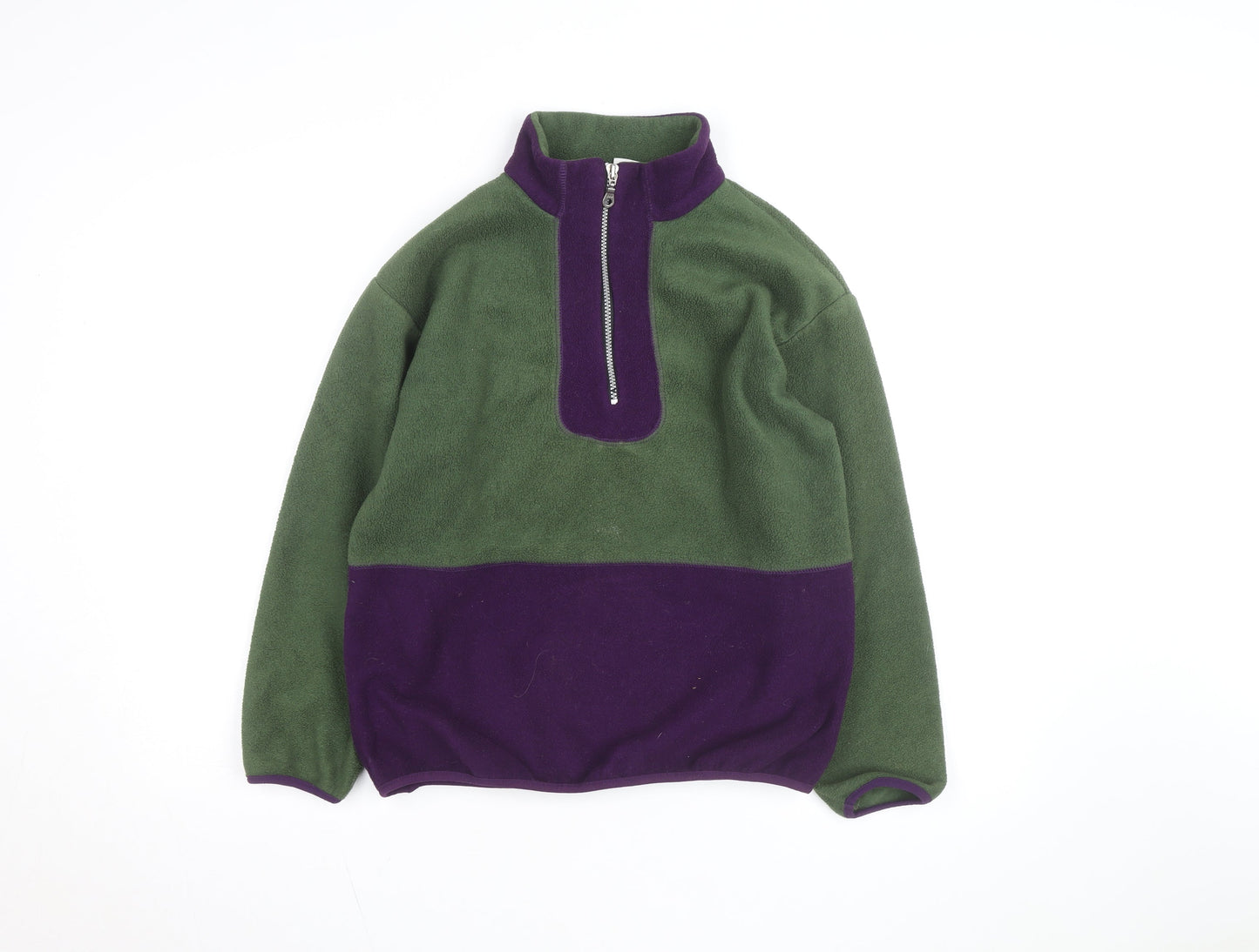 Cherry Tree Women's Green & Purple Fleece 1/2 Zip Active Jacket L
