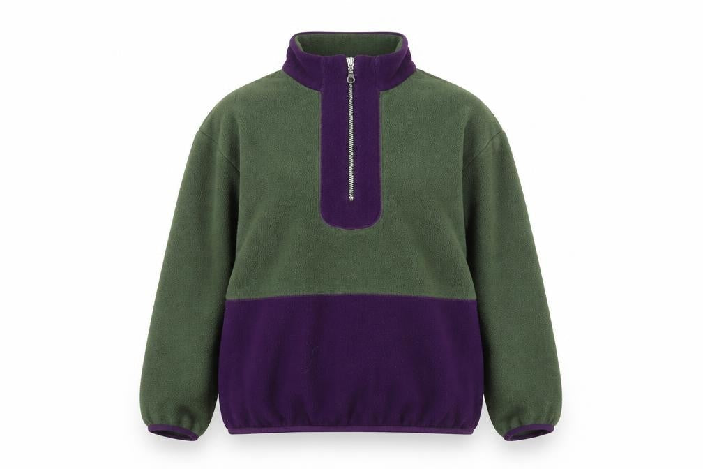 Cherry Tree Women's Green & Purple Fleece 1/2 Zip Active Jacket L