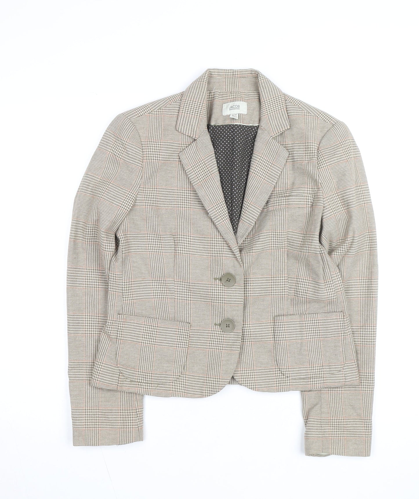 Jacob Connexion Women's Beige Checked Blazer Size 8 Workwear Jacket