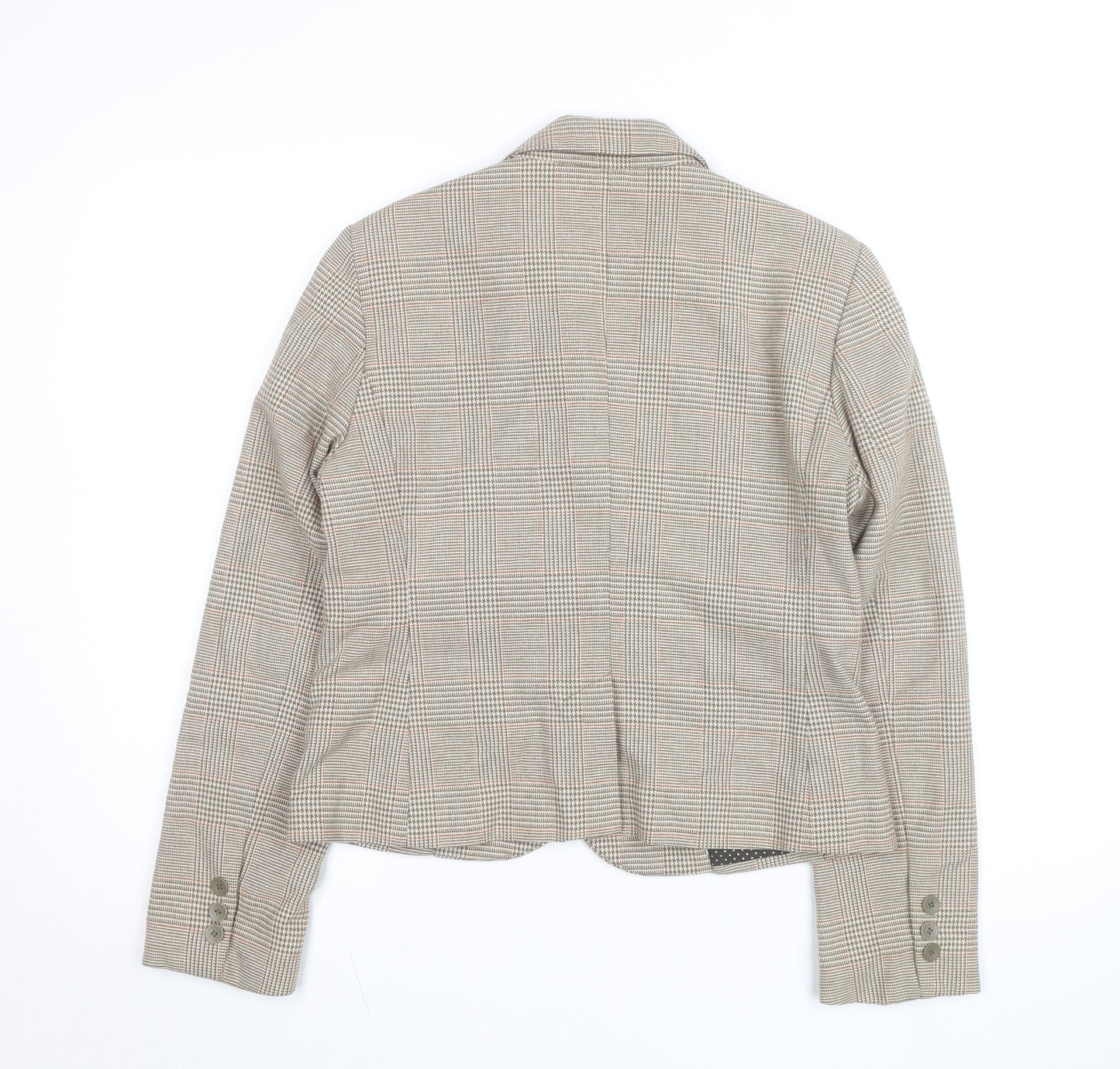 Jacob Connexion Women's Beige Checked Blazer Size 8 Workwear Jacket