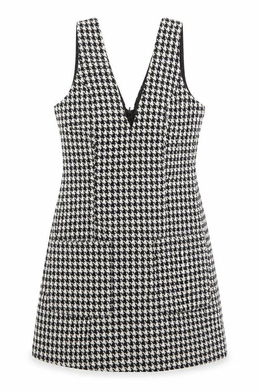 In The Style Women’s Black Houndstooth Pinafore Dress Size 12