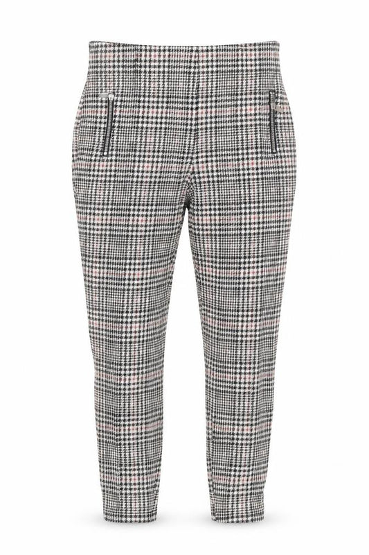 Next Women's Multicoloured Slim Fit Tapered Check Stretch Trousers Size 10