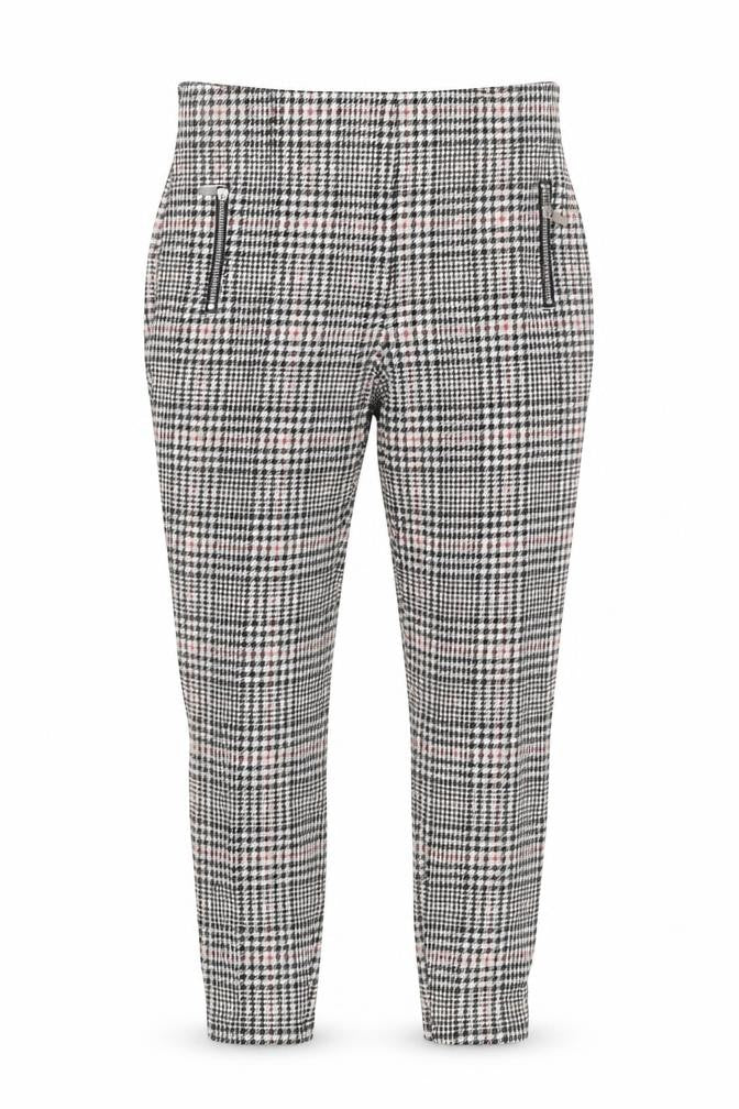 Next Women's Multicoloured Slim Fit Tapered Check Stretch Trousers Size 10