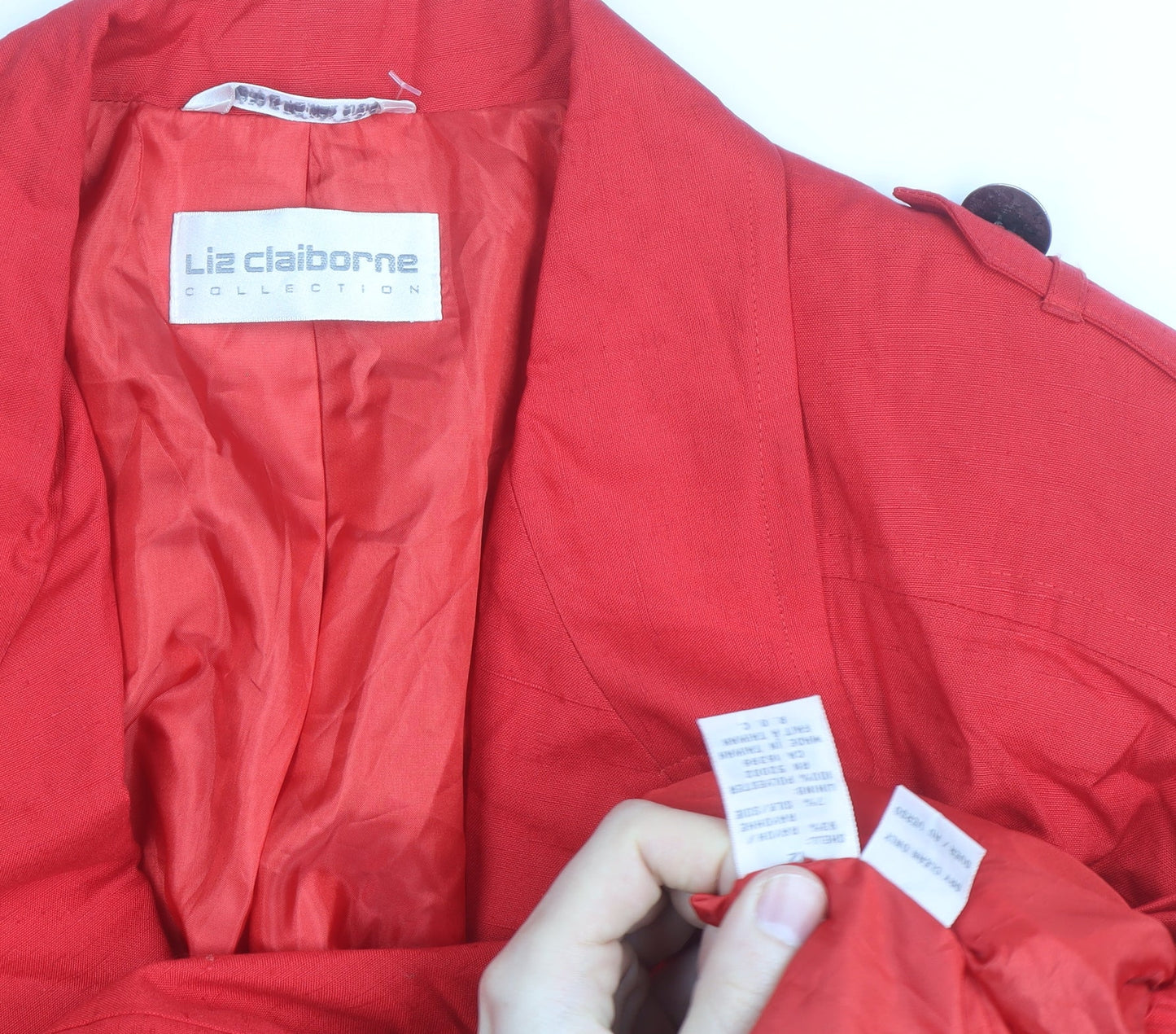 Liz Claiborne Women’s Red Linen Blend Bomber Jacket Size M Classic Style